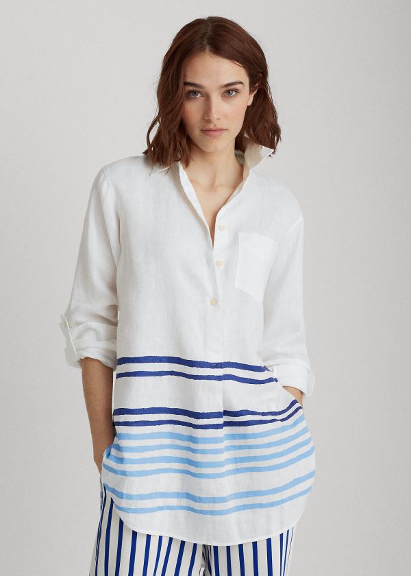 Ralph Lauren Striped Linen Shirt Bílé Blankyt Viacfarebný | v3XVJ3Jw
