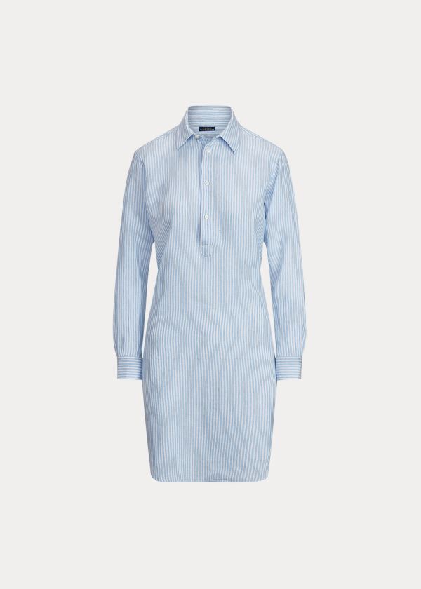 Ralph Lauren Striped Linen Tunic Blankyt Bílé | P1x3NB6d
