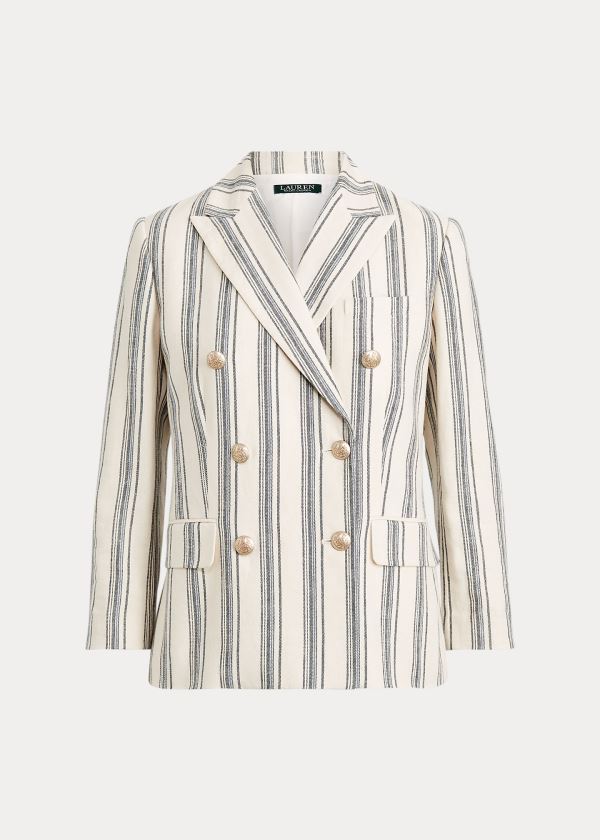 Ralph Lauren Striped Linen Twill Blazer Krém Viacfarebný | yEQujHNz