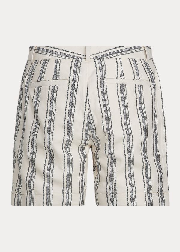Ralph Lauren Striped Linen Twill Krátké Krém Viacfarebný | JF5rIrFn
