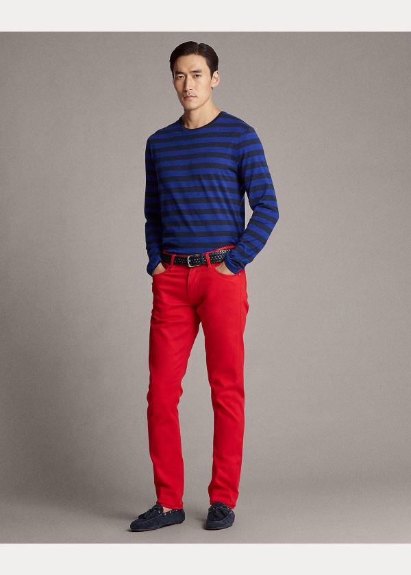 Ralph Lauren Striped Lisle T-Shirt Blankyt Tmavě Blankyt | XJlSD7yg