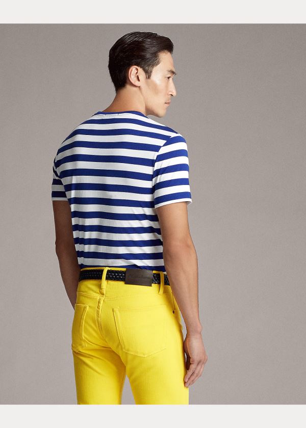 Ralph Lauren Striped Lisle T-Shirt Královská Modrá Blankyt Bílé | LK4NXbvg