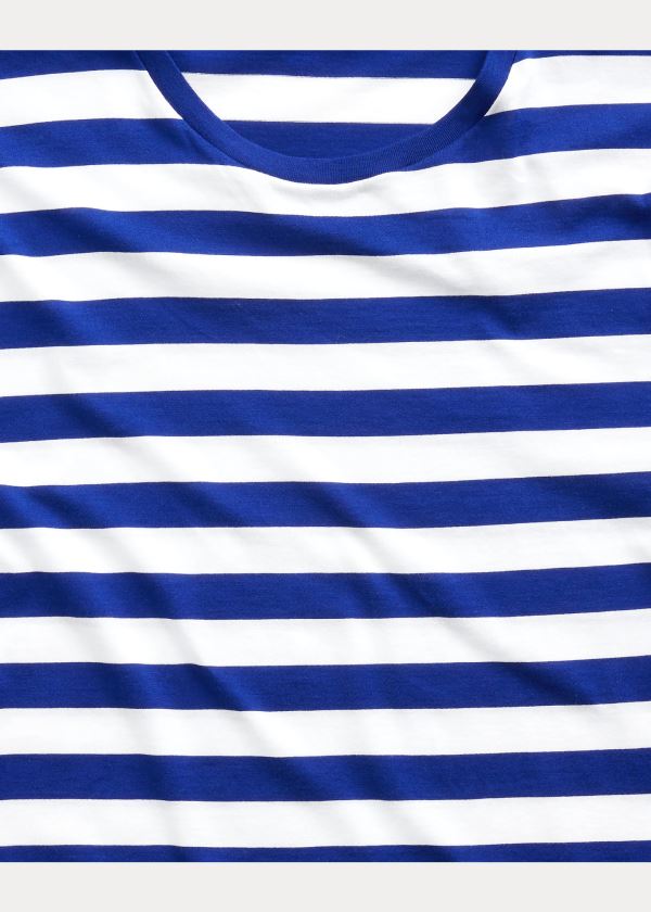 Ralph Lauren Striped Lisle T-Shirt Královská Modrá Blankyt Bílé | LK4NXbvg
