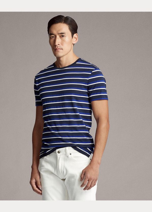 Ralph Lauren Striped Lisle T-Shirt Tmavě Blankyt Viacfarebný | RCuEfgNH