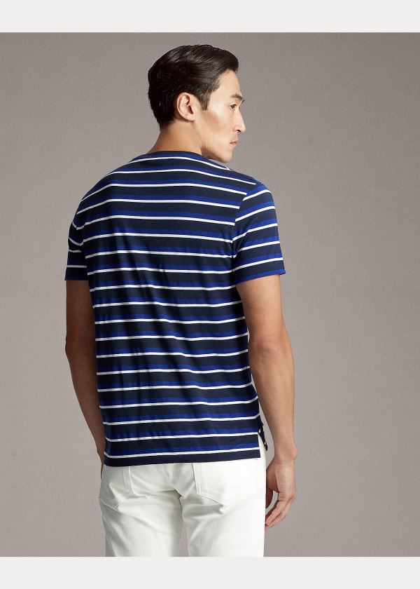 Ralph Lauren Striped Lisle T-Shirt Tmavě Blankyt Viacfarebný | RCuEfgNH