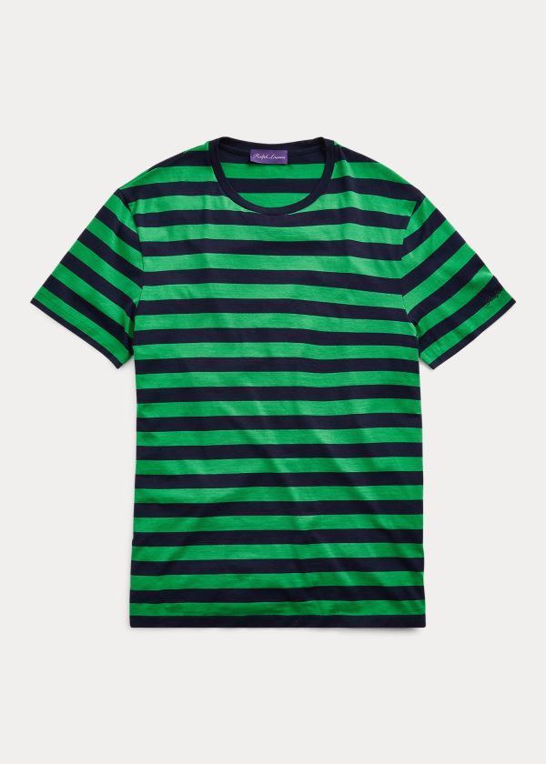 Ralph Lauren Striped Lisle T-Shirt Zelene Tmavě Blankyt | pl6j0I9R