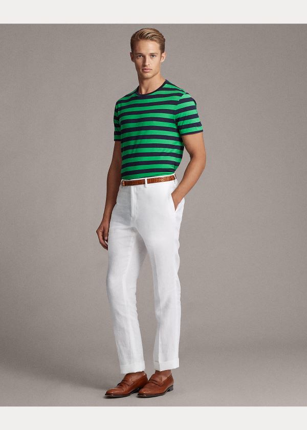 Ralph Lauren Striped Lisle T-Shirt Zelene Tmavě Blankyt | pl6j0I9R