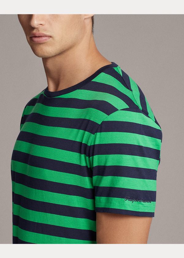 Ralph Lauren Striped Lisle T-Shirt Zelene Tmavě Blankyt | pl6j0I9R