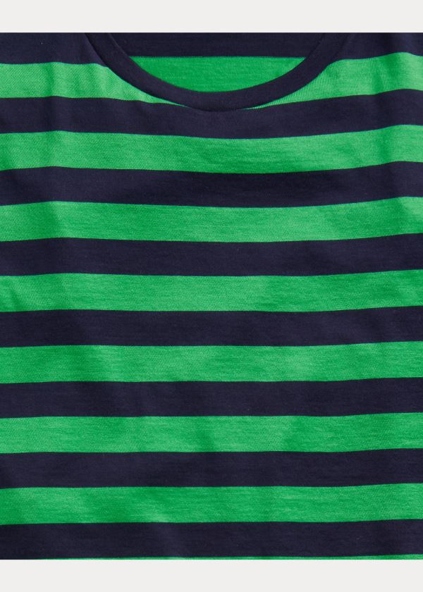 Ralph Lauren Striped Lisle T-Shirt Zelene Tmavě Blankyt | pl6j0I9R