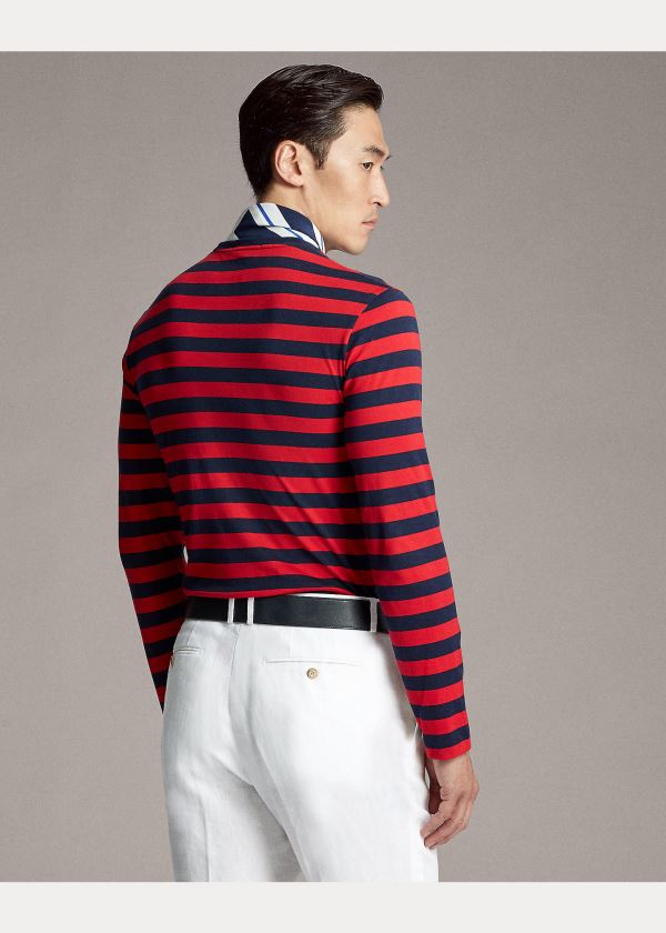 Ralph Lauren Striped Lisle T-Shirt Červené Tmavě Blankyt | KEHQFl8s