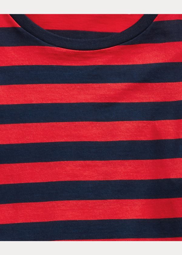 Ralph Lauren Striped Lisle T-Shirt Červené Tmavě Blankyt | KEHQFl8s