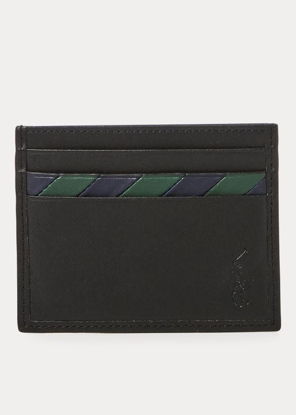 Ralph Lauren Striped Læder Card Case Černé | pLMZJwS4