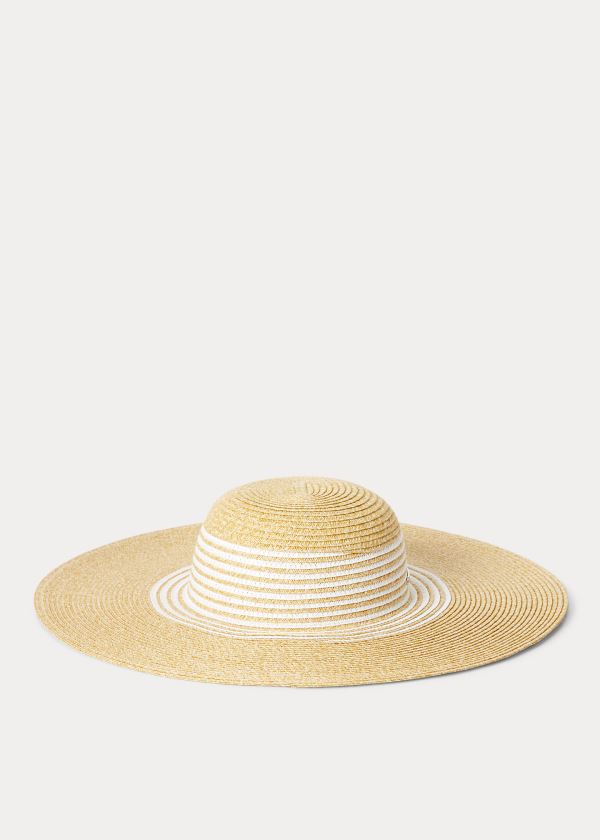 Ralph Lauren Striped Paper Sun Hat Hnědožlutý Bílé | ku6zPdFO