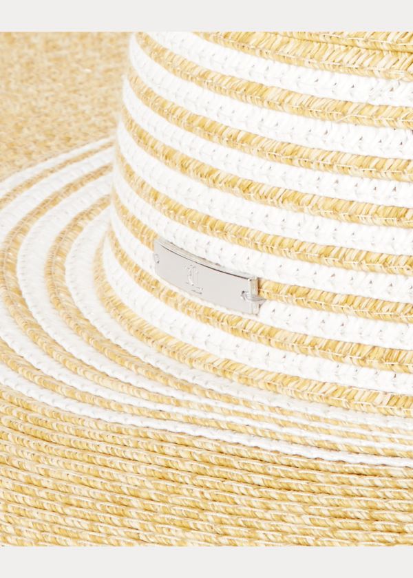 Ralph Lauren Striped Paper Sun Hat Hnědožlutý Bílé | ku6zPdFO