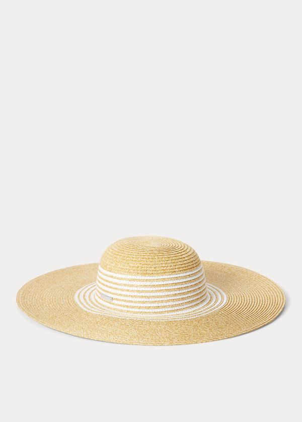 Ralph Lauren Striped Paper Sun Hat Hnědožlutý Bílé | ku6zPdFO