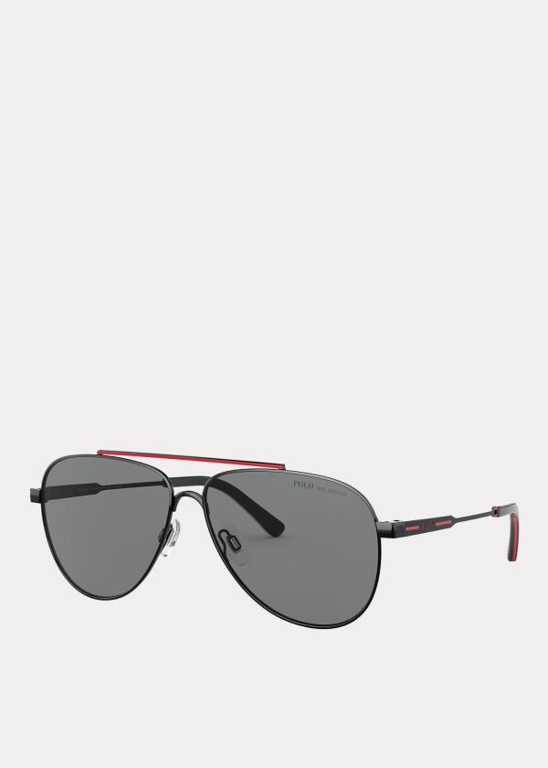 Ralph Lauren Striped Pilot Sunglasses Stříbrné | 1Qnk1alR