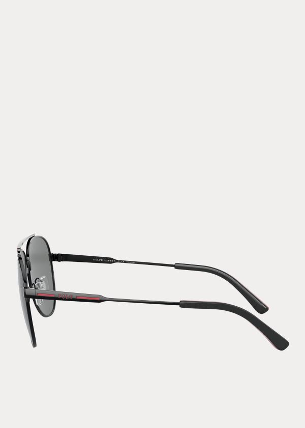 Ralph Lauren Striped Pilot Sunglasses Stříbrné | 1Qnk1alR