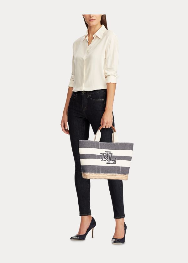 Ralph Lauren Striped Platene Small Tote Tmavě Blankyt Proužek | QnmtfmBF
