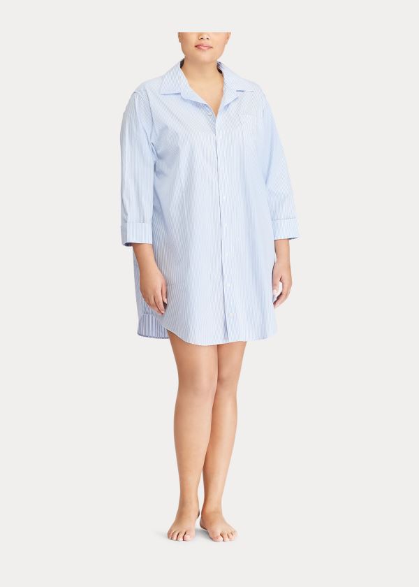 Ralph Lauren Striped Poplin Sleep Shirt Blankyt Proužek | MHSVE15j