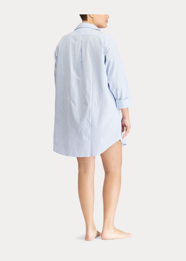 Ralph Lauren Striped Poplin Sleep Shirt Blankyt Proužek | MHSVE15j