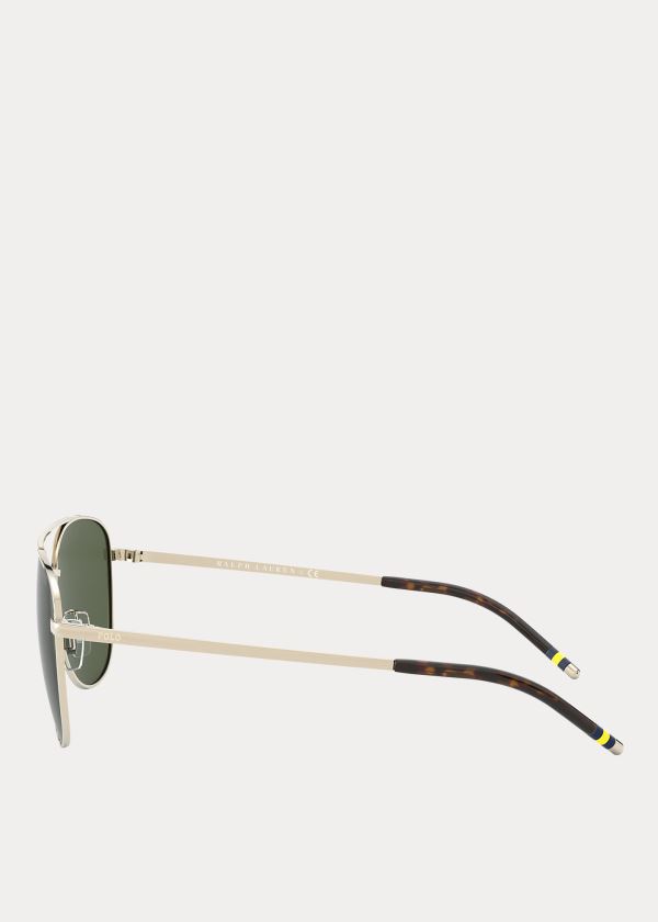 Ralph Lauren Striped Rectangular Sunglasses Zelene | 7GpTgZ4w