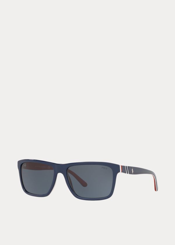 Ralph Lauren Striped Rectangular Sunglasses Červené | eZQrgZFH