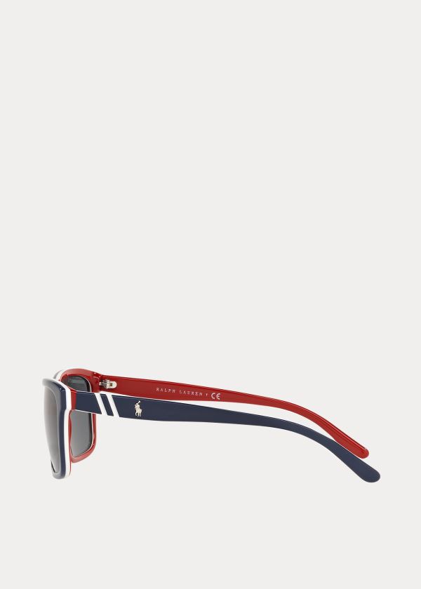 Ralph Lauren Striped Rectangular Sunglasses Červené | eZQrgZFH