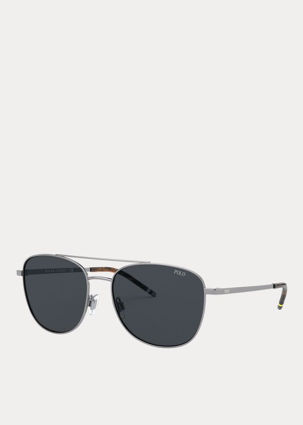 Ralph Lauren Striped Rectangular Sunglasses Šedé | r4kpK0xO