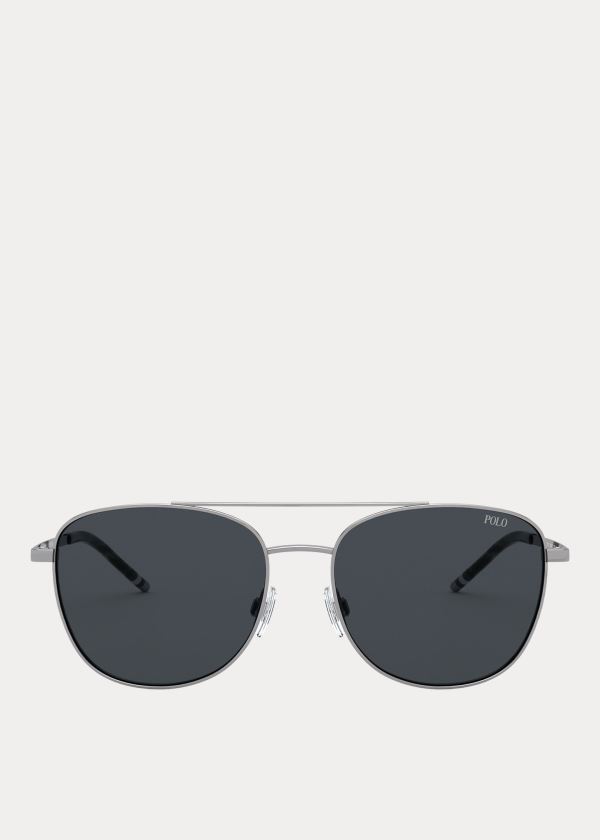 Ralph Lauren Striped Rectangular Sunglasses Šedé | r4kpK0xO