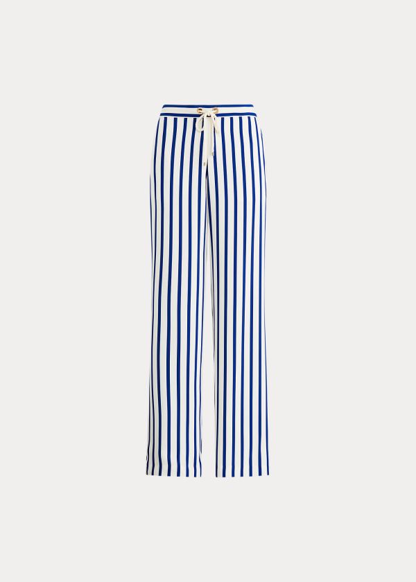 Ralph Lauren Striped Satin Široké-Leg Pant Blankyt Krém | CiQxcwC5