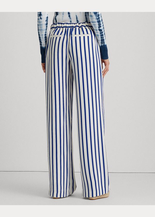 Ralph Lauren Striped Satin Široké-Leg Pant Blankyt Krém | CiQxcwC5