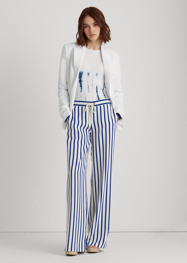 Ralph Lauren Striped Satin Široké-Leg Pant Blankyt Krém | CiQxcwC5
