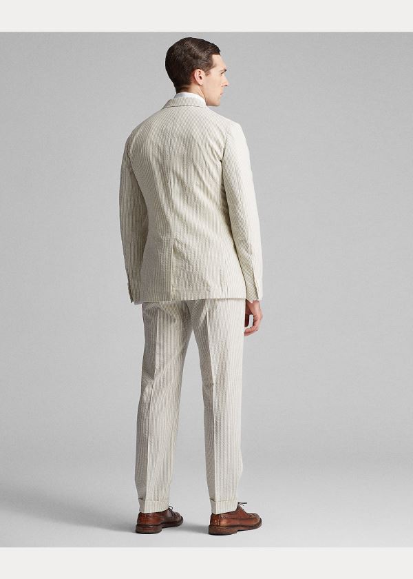 Ralph Lauren Striped Seersucker Suit Jacket Krém Blankyt | 2iGxRpiv