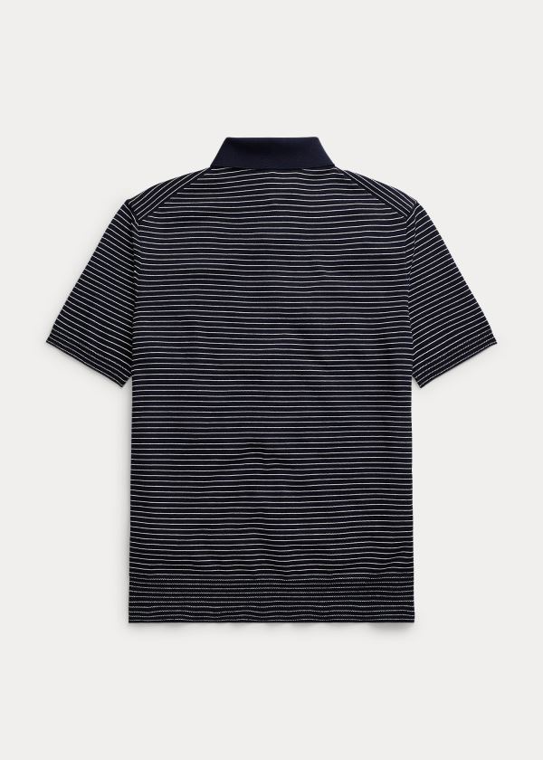 Ralph Lauren Striped Silk-Bavlněné Svetrové Tmavě Blankyt | ep0sInIi