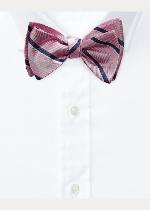 Ralph Lauren Striped Silk Bow Tie Růžové | Ky7rCNOH