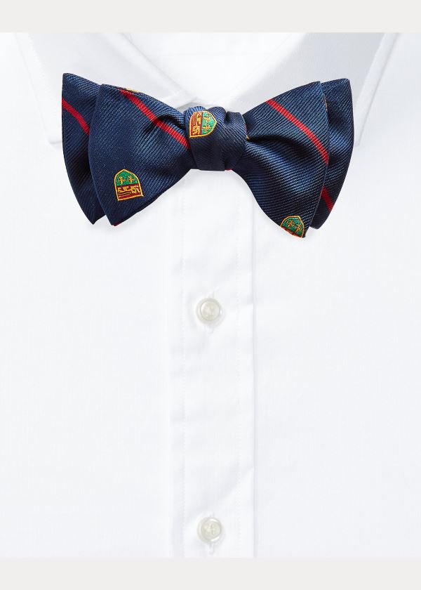 Ralph Lauren Striped Silk Club Bow Tie Tmavě Blankyt Červené | EFmwk1ev