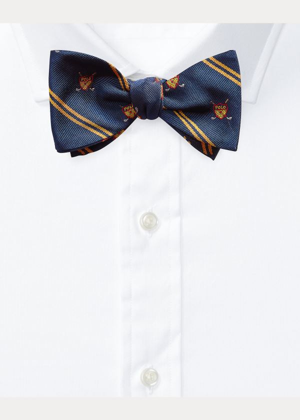 Ralph Lauren Striped Silk Club Bow Tie Tmavě Blankyt Zlaté | JUvcpwY2