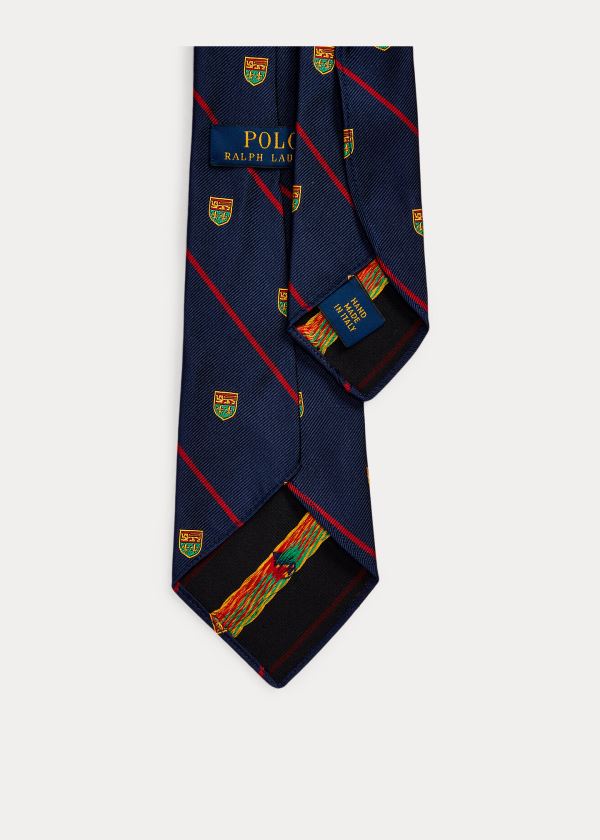 Ralph Lauren Striped Silk Club Tie Tmavě Blankyt Červené | 1fuoTiQx