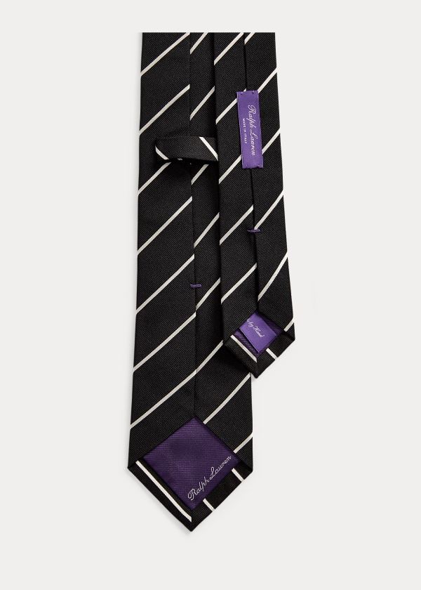 Ralph Lauren Striped Silk Faille Tie Černé | 3HdQiLER