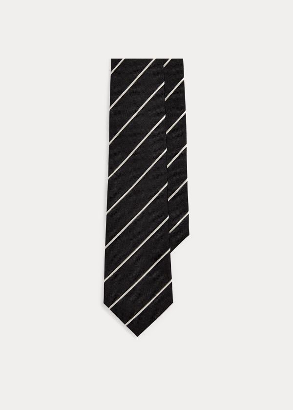 Ralph Lauren Striped Silk Faille Tie Černé | 3HdQiLER