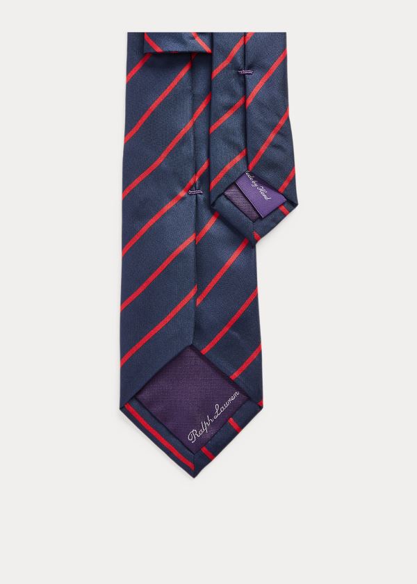 Ralph Lauren Striped Silk Habutai Tie Tmavě Blankyt Červené | Cv4ui9Bu