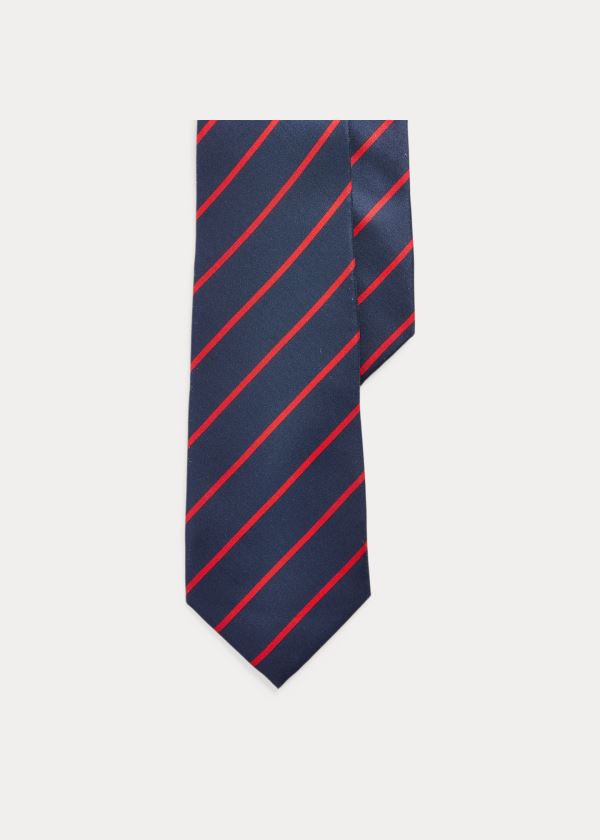 Ralph Lauren Striped Silk Habutai Tie Tmavě Blankyt Červené | Cv4ui9Bu