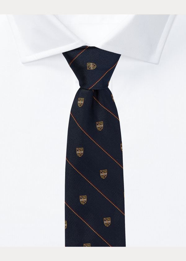 Ralph Lauren Striped Silk Narrow Club Tie Tmavě Blankyt | ARsDSgYq