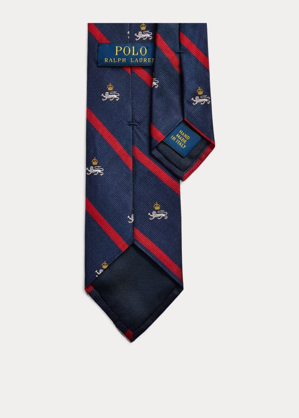 Ralph Lauren Striped Silk Narrow Club Tie Tmavě Blankyt | DaFNyEkv