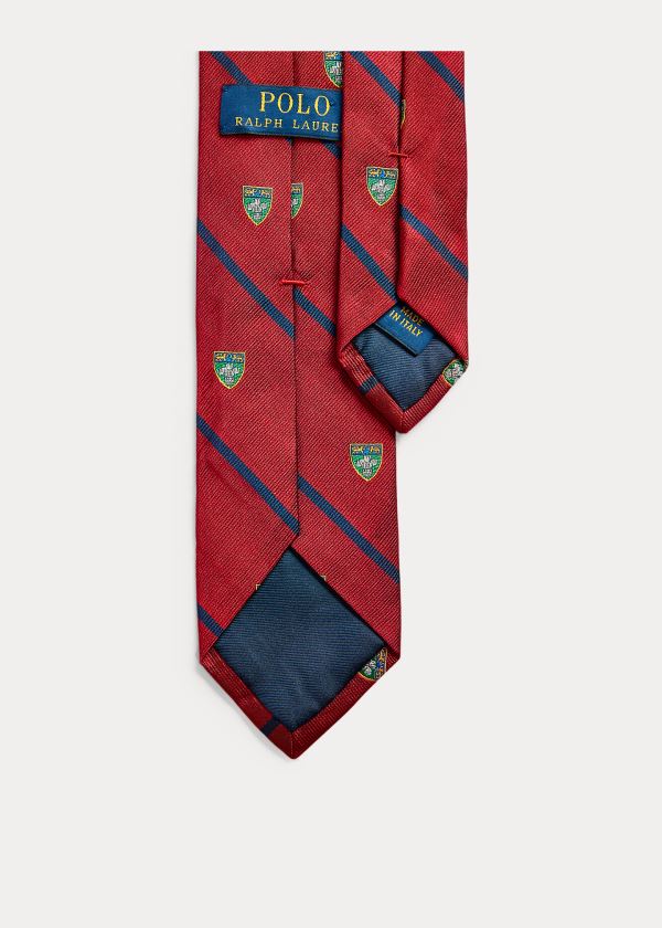 Ralph Lauren Striped Silk Narrow Club Tie Červené | Iv01GgLV