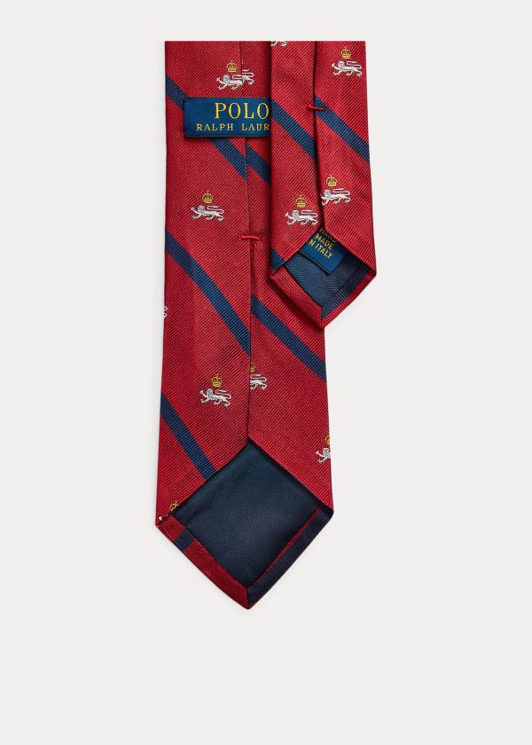 Ralph Lauren Striped Silk Narrow Club Tie Červené | gehREFgb