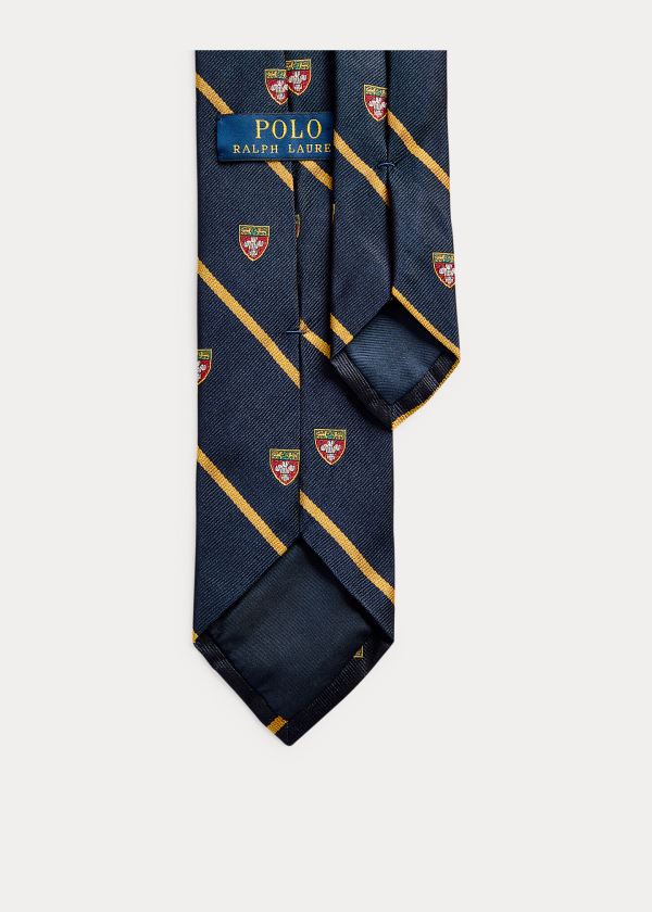 Ralph Lauren Striped Silk Narrow Club Tie Tmavě Blankyt | kFgMIbsD