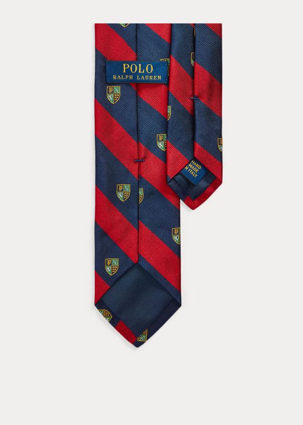 Ralph Lauren Striped Silk Narrow Club Tie Tmavě Blankyt Červené | mBl44TRN