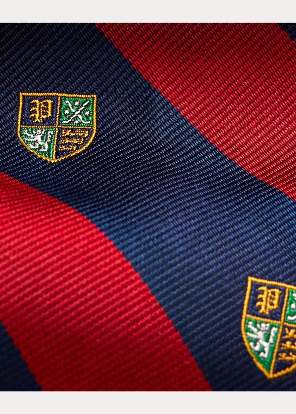 Ralph Lauren Striped Silk Narrow Club Tie Tmavě Blankyt Červené | mBl44TRN