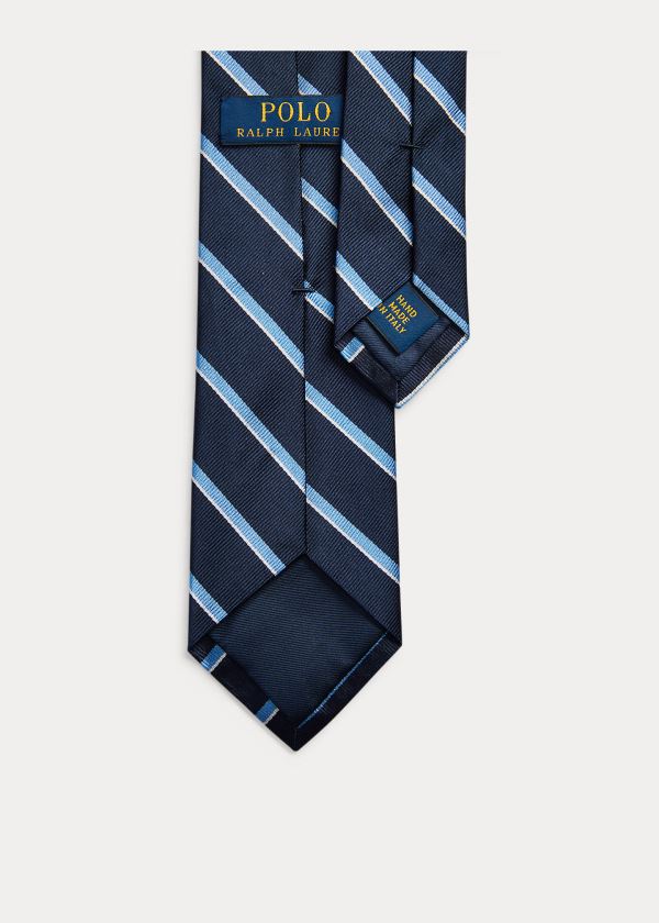 Ralph Lauren Striped Silk Narrow Tie Tmavě Blankyt | ViNDuIWO